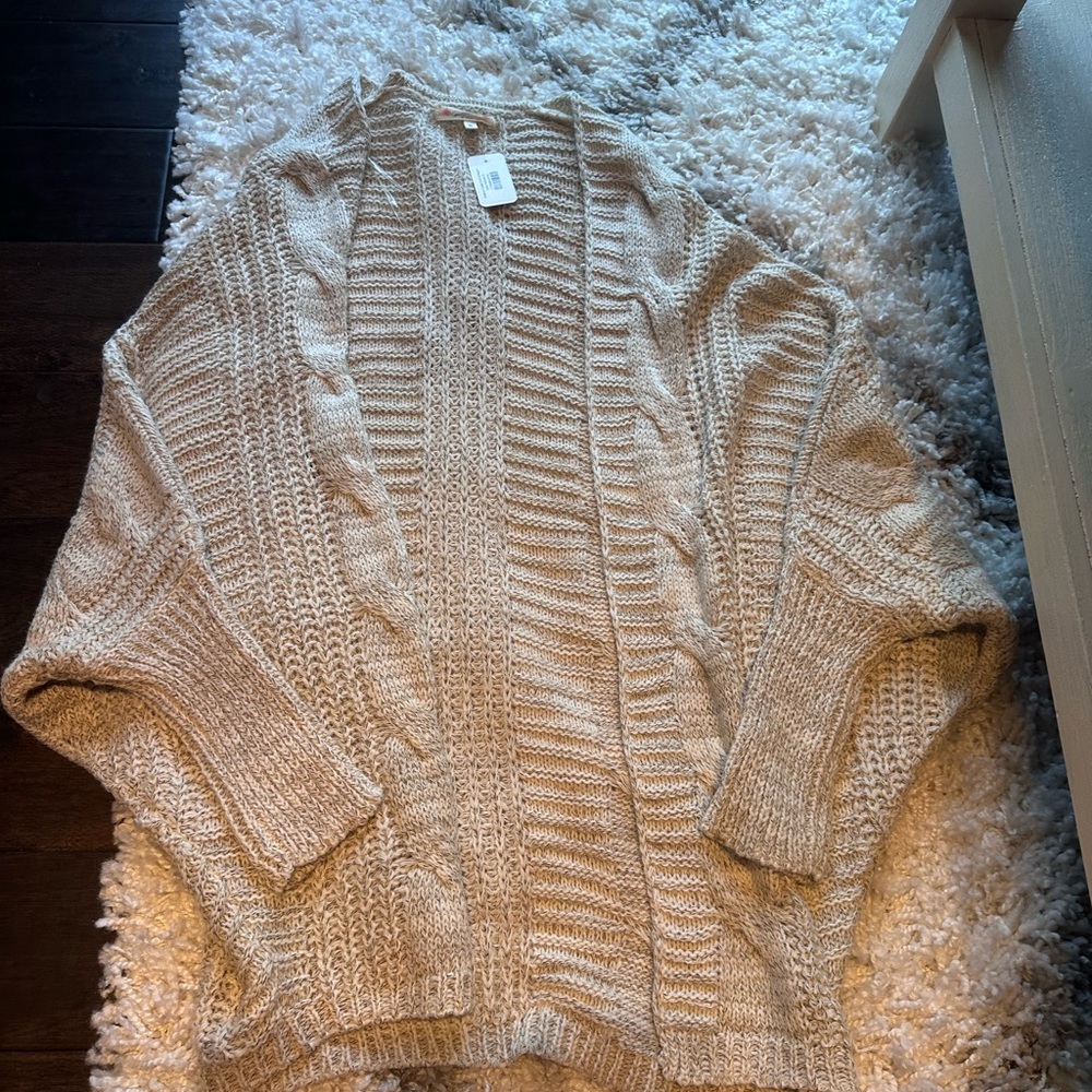 Cozy Beige Cable Knit Cardigan